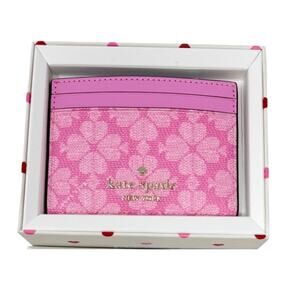Kate Spade New York Pink Boxed Spade Flower Small Slim Card Holder